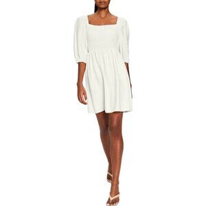 Bar III Off-White Puff Sleeve Mini Dress